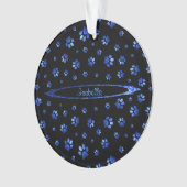 Blauer Glitzer Hundeschema Monogram Ornament (Vorderseite)