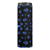 Blauer Glitzer Hundeschema Monogram Thermosbecher (Rückseite)