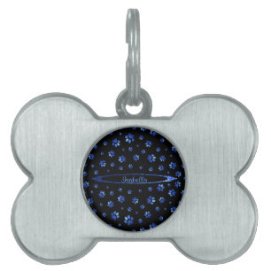 Blauer Glitzer Hundeschema Monogram Tiermarke