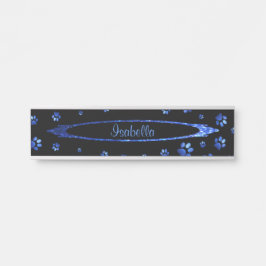 Blauer Glitzer Hundeschema Monogram Türschild