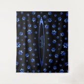 Blauer Glitzer Hundeschema Monogram Wandteppich (Vorderseite)