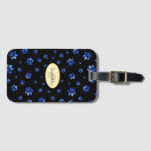 Blauer Glitzer Hundeschema, Monogramm Gepäckanhänger (Vorderseite (Horizontal))