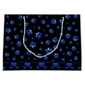 Blauer Glitzer Hundeschema, Monogramm Große Geschenktüte (Vorderseite)
