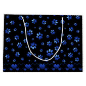 Blauer Glitzer Hundeschema, Monogramm Große Geschenktüte (Rückseite)