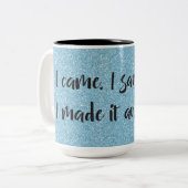 Blauer Glitzer ich machte es zu einem fruchtbaren  Zweifarbige Tasse (Vorderseite Links)