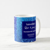 Blauer Glitzer Junggeselinnen-Abschied Shotglas Kaffeetasse (VorderseiteRechts)