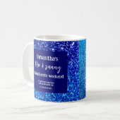 Blauer Glitzer Junggeselinnen-Abschied Shotglas Kaffeetasse (Vorderseite Links)