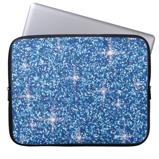 Blauer Glitzer Laptopschutzhülle (Vorderseite)