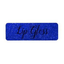 Blauer Glitzer Lipgloss-Etikett