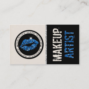 Blauer Glitzer-Lippenmake-upkünstler: Visitenkart Visitenkarte