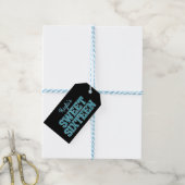Blauer Glitzer mit glatter Kante Look Sweet 16 Geschenkanhänger (Mit Garn)