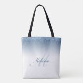 blauer Glitzer mit Monogramm Tasche (Rückseite)