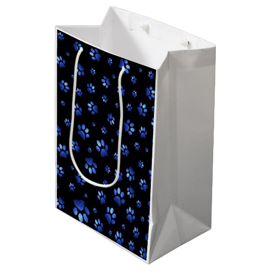 Blauer Glitzer Mittlere Geschenktüte (Vorderseite Schrägansicht)