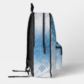 Blauer Glitzer, Monogramm aus weißem und blauem Ma Bedruckter Rucksack (Links)