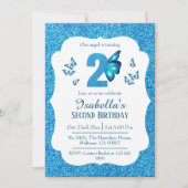 Blauer Glitzer niedlich lebendig funkelnd 2. Gebur Einladung (Vorderseite)