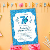 Blauer Glitzer niedlich lebendig funkelnd 7. Gebur Einladung