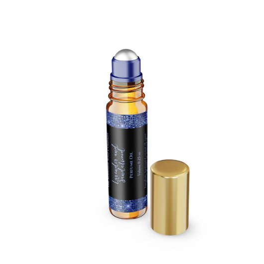 Blauer Glitzer Parfümerrolle Flaschen-Etikett Wasserflaschenetikett