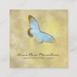 *~* Blauer Glitzer Pastell Gilded Butterfly Fantas Quadratische Visitenkarte