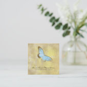 *~* Blauer Glitzer Pastell Gilded Butterfly Fantas Quadratische Visitenkarte (Stehend Vorderseite)