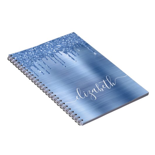 Blauer Glitzer Personalisiert Notizblock (Rechte Seite)
