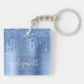 Blauer Glitzer Personalisiert Schlüsselanhänger (Rückseite)