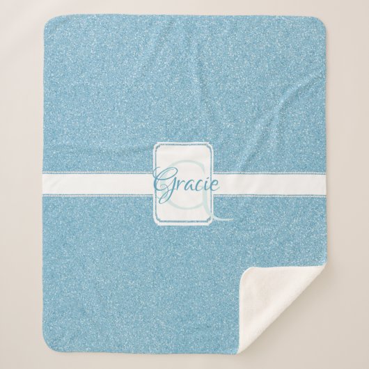 Blauer Glitzer Personalisiert Sherpa Blanket Sherpadecke (Vorderseite)