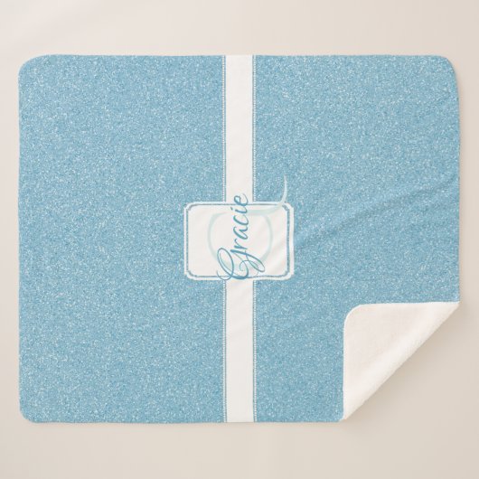 Blauer Glitzer Personalisiert Sherpa Blanket Sherpadecke (Vorderseite (Horizontal))