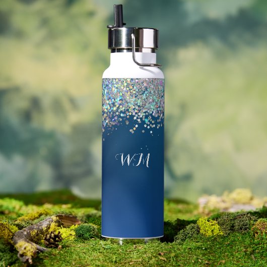 Blauer Glitzer Personalisiert ThWater Flasche (Außenbereich)