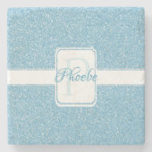 Blauer Glitzer Personalisierter Untersetzer (Vorderseite)
