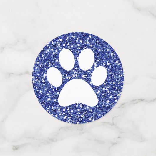 Blauer Glitzer Pfow Print Animal Paw Tracks Konfetti (Klein Vorderseite)