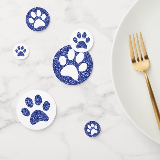 Blauer Glitzer Pfow Print Animal Paw Tracks Konfetti (Gruppe)