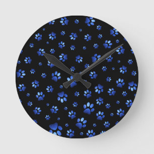 Blauer Glitzer Runde Wanduhr