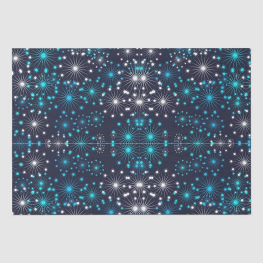 Blauer Glitzer Schneeflocken Seidenpapier (Vorderseite)