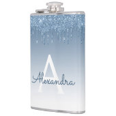Blauer Glitzer Sparkle Monogram Flachmann (Links)