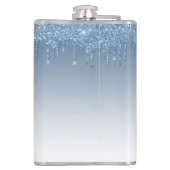 Blauer Glitzer Sparkle Monogram Flachmann (Rückseite)