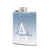 Blauer Glitzer Sparkle Monogram Flachmann (Links)