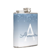 Blauer Glitzer Sparkle Monogram Flachmann (Rechts)