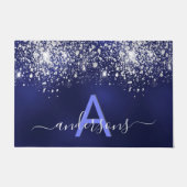 Blauer Glitzer-Staub aus Monogramm Fußmatte (Vorderseite)