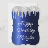 BLAUER GLITZER TROPFEN ELEGANT GEBURTSTAGEINLADUNG EINLADUNG (Rückseite)