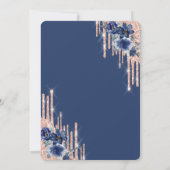 Blauer Glitzer Tropfen Rose Gold 50. Geburtstag Einladung (Rückseite)