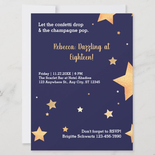 Blauer Glitzer und goldener Geburtstagsinvestit (Vorderseite)