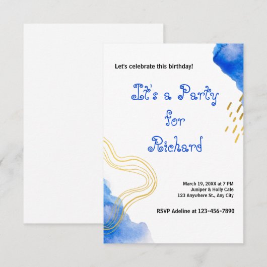 Blauer Glitzer und Goldgeburtstag (Vorne/Hinten)