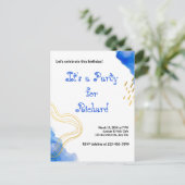 Blauer Glitzer und Goldgeburtstag Einladungspostkarte (Stehend Vorderseite)