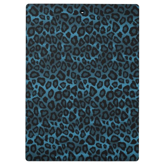 Blauer Glitzer und Leopard-Skin-Design Klemmbrett (Rückseite)