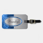 Blauer Glitzer und Metallpinsel Gepäckanhänger (Vorderseite horizontal)
