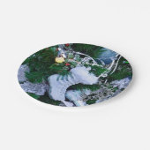 Blauer Glitzer und Pelzeis-Skate auf Weihnachtsbau Pappteller (Schrägansicht)