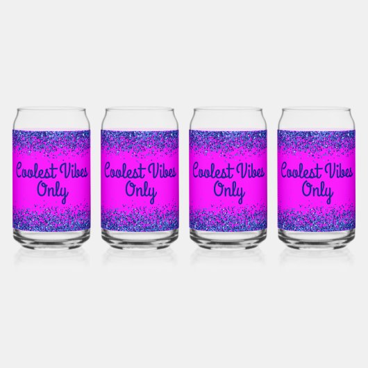 Blauer Glitzer und Text auf rosa - nur Coolste Far Dosenglas (Hinten)