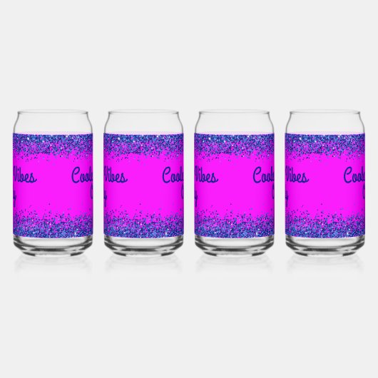 Blauer Glitzer und Text auf rosa - nur Coolste Far Dosenglas (Links)