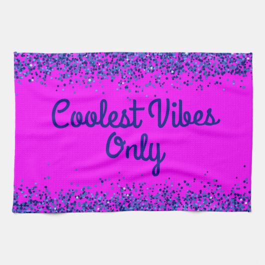 Blauer Glitzer und Text auf rosa - nur Coolste Far Geschirrtuch (Horizontal)