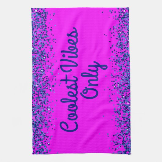 Blauer Glitzer und Text auf rosa - nur Coolste Far Geschirrtuch (Vertikal)